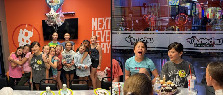 Harlow and her friends at her 12th birthday party at Urban Air