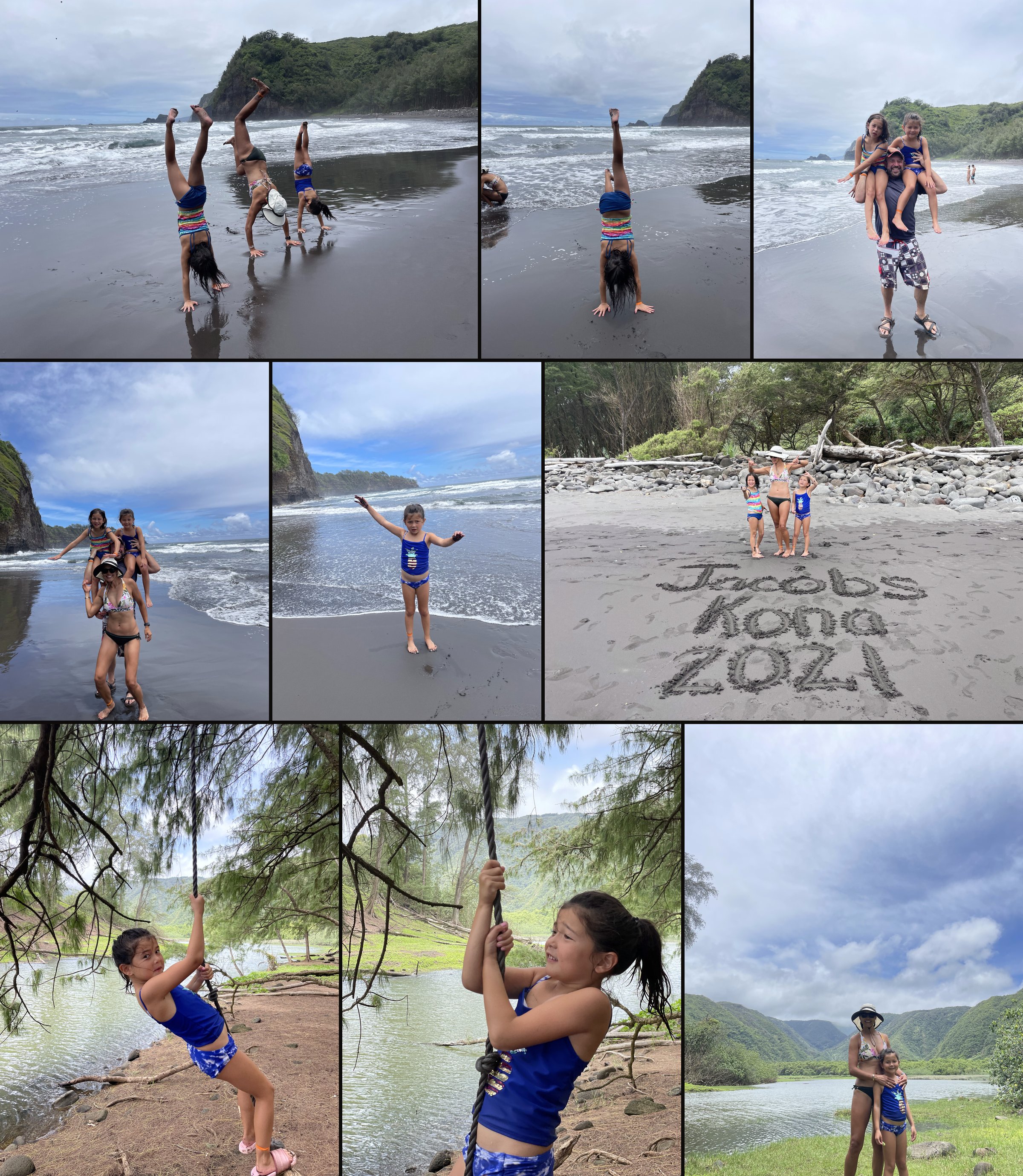 Paddleboarding, then Pololū Valley black sand beach and rope swings, Big Island of Hawaii (2 of 3), July 2021