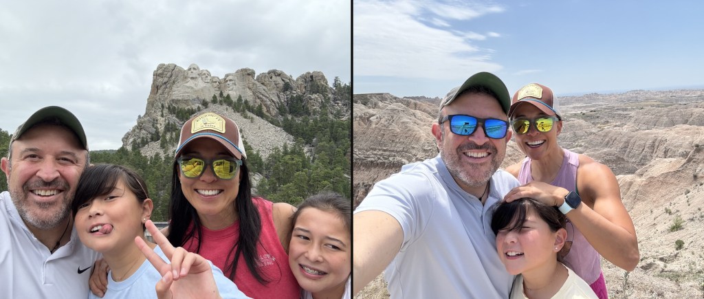 The Jacobs family at Mount Rushmore and in Badlands National Park, July 4th 2025