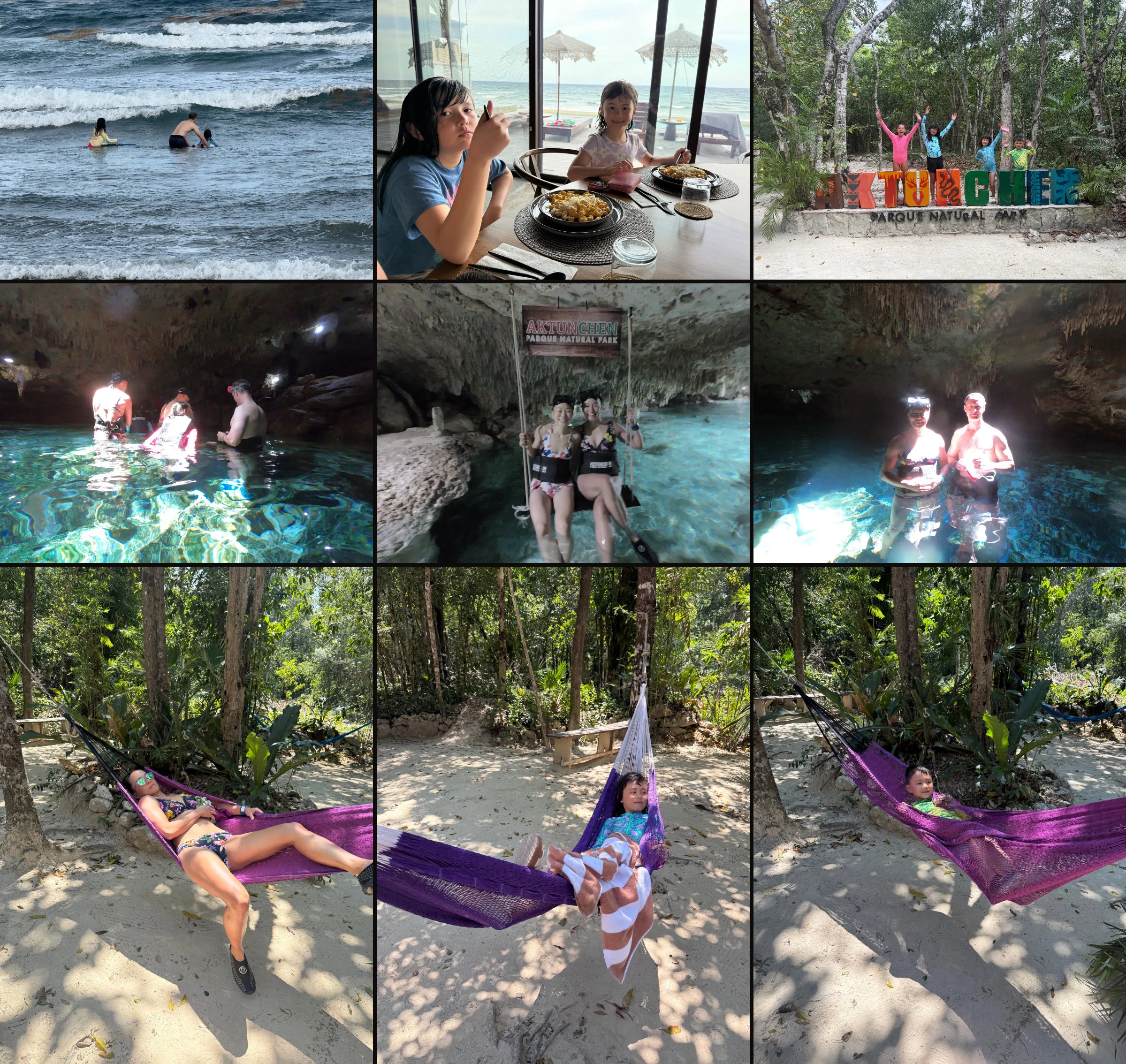 Swimming in a cenote and relaxing in hammocks near Tulum, March 2025